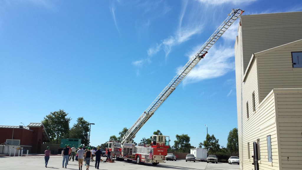 CERT volunteers check out a NBFD fire truck during a training class in early October. — Photo by Sara Hall ©