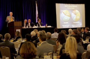 Richard Atwater addresses the audience at the Economic Forecast breakfast