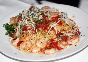 Angel hair pasta with shrimp at Amelia's