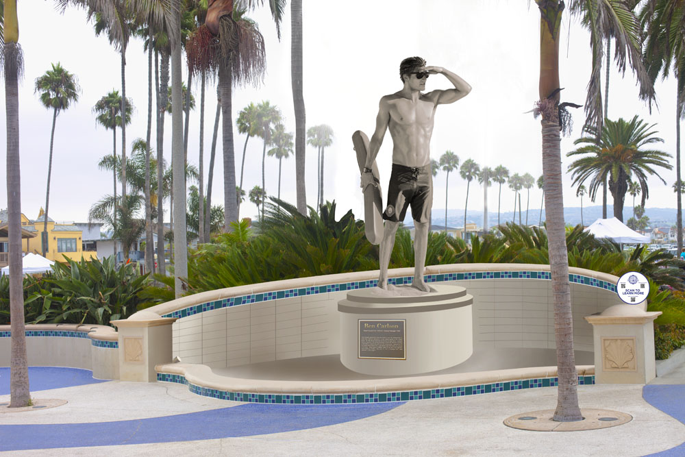 An artist’s rendering of the statue the Ben Carlson Foundation is working on in honor of the fallen lifeguard. — Photo courtesy the Ben Carlson Foundation