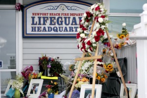 A tribute memorial for Ben Carlson at the lifeguard headquarters. Photo Credit: Sara Hall 