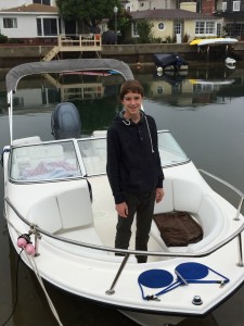 Landon Martin on his boat