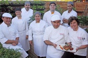 Chef Cathy Pavlos (far right) and her dinner kitchen staff at Provenance