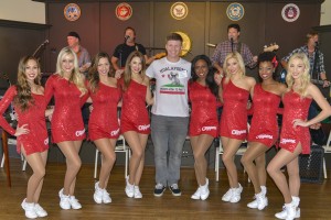 LA Clilppers Cheerleaders with Marine at Super Bowl event