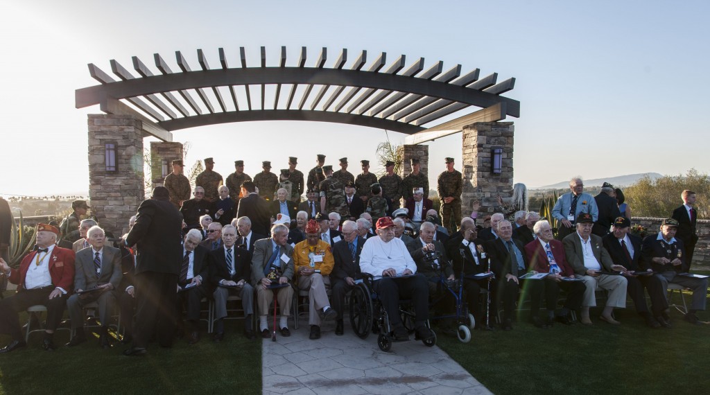 Sunset Ceremony: Iwo Jima survivors. — Photo by Lawrence Sherwin ©