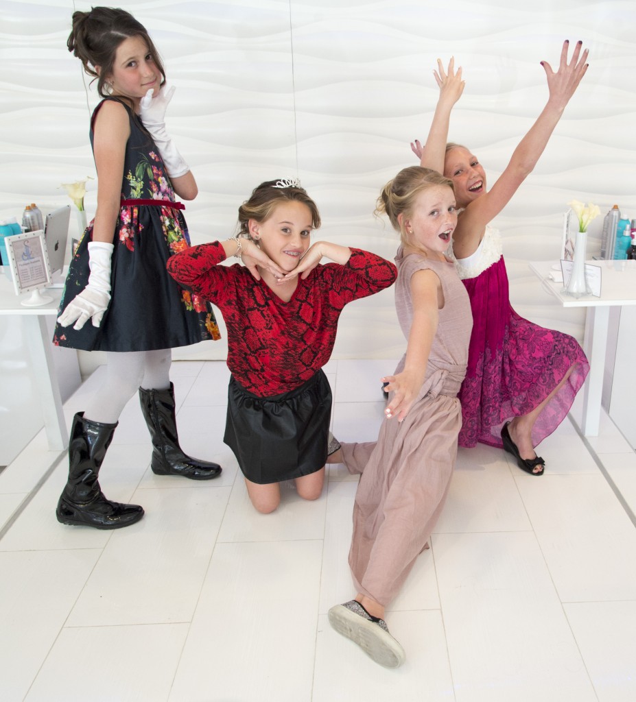 Aubrey Gibson, Chloe Davis, Katherine Peets, Milan Beverly at a special screening of the movie “Cinderella” at Big Newport 6 theater.  — Photo by Lawrence Sherwin ©