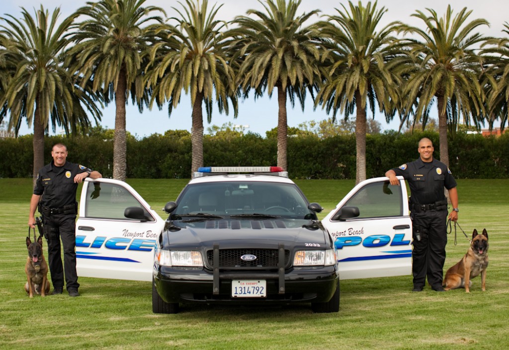 Jardo and Canine Officer Mike Fletcher, and Elko and Canine Officer Roland Stucken. Photo provided by NBPD