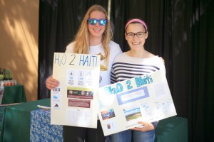 Sage juniors Aurelie Schaison, 17, and Lauren Thurien, 16, promoted their service learning project, H2O 2 Haiti, at the ethnic bazaar during the fair.  — Photo by Sara Hall ©