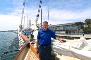 Newport Beach resident Bob Steel aboard the America, the famous historic racing yacht. — Photo by Jim Collins ©