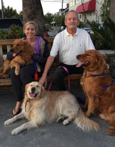 Capt. Kirk, eight months old; Indiana Jones, six; and Tiger Lilly, three, with owners Danielle and Richard Mayer