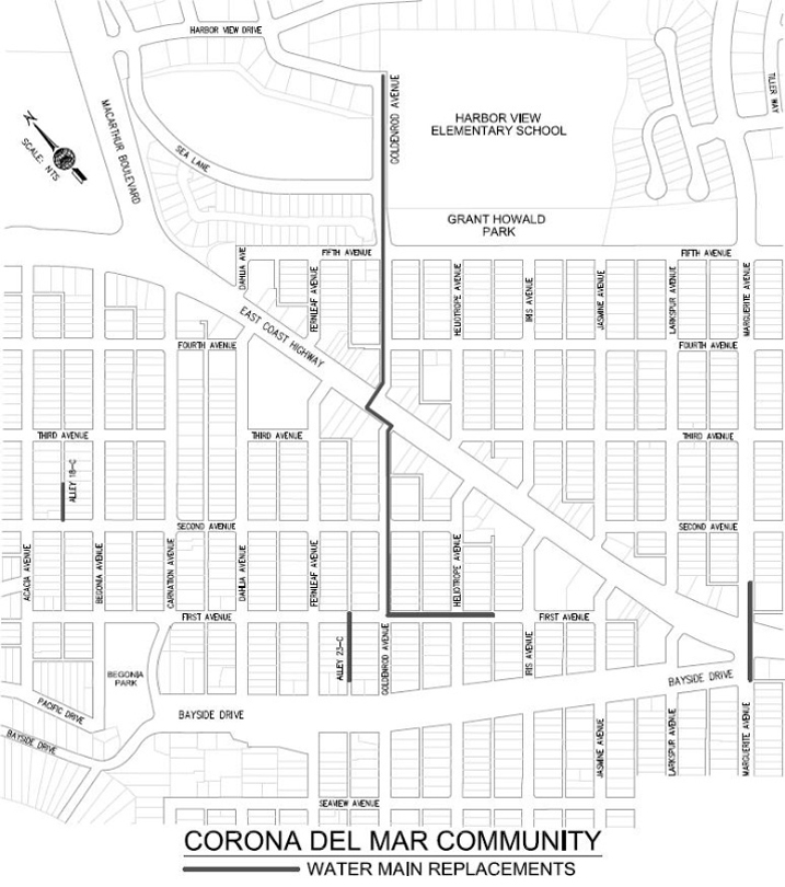 Map of construction area — Courtesy city of Newport Beach