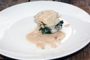 Sole with crab and spinach