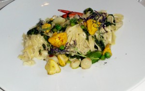 House made fettuccine with spring vegetables