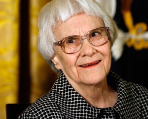Harper Lee smiles before receiving the 2007 Presidential Medal of Freedom at the White House in Washington, D.C.