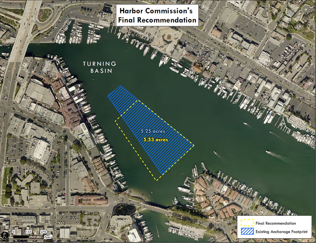 The Harbor Commission's recommended anchorage footprint. — Photo courtesy city of Newport Beach