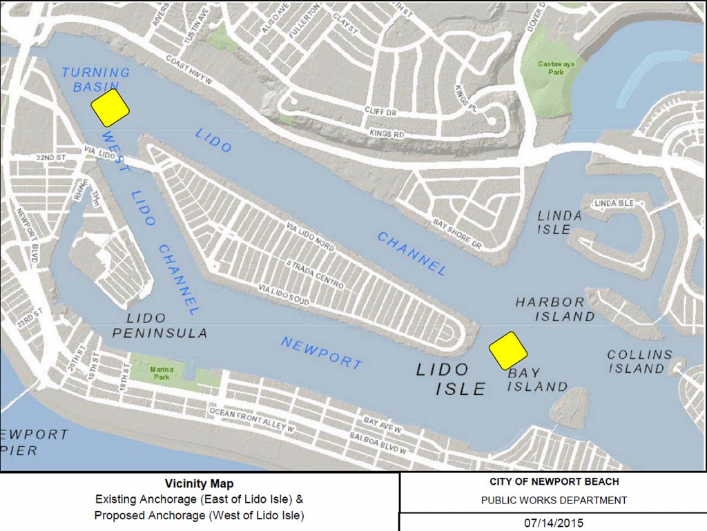 Vicinity map of the proposed anchorage area.  — Photo courtesy city of Newport Beach