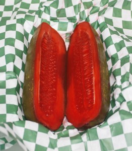 Koolickle--a pickle injected with Kool-Aid