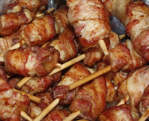 Bacon wrapped pork belly