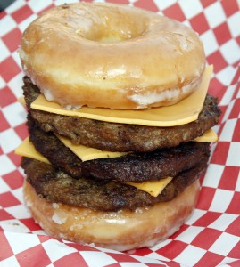 Triple decker Krispy Kreme burger