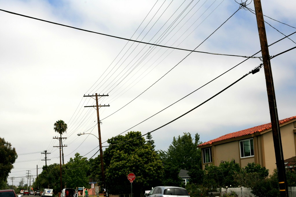 Above ground wires in the Newport Heights neighborhood. — Photo by Sara Hall ©