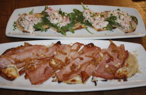 Lobster flatbread and Ham & Cheese flatbread at CPK