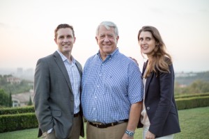 Rivals grant recipients David Shackleford, Ph.D. (UCLA Jonsson, left, and Jane Figueiredo, Ph.D. (USC Norris), right, with Kure It Cancer Research Founder Barry Hoeven