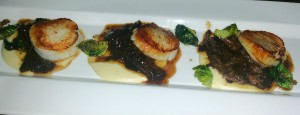 Braised short rib and seared scallops