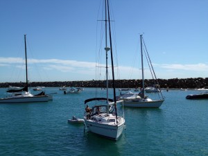 Boaters enjoying Dana Point Harbor