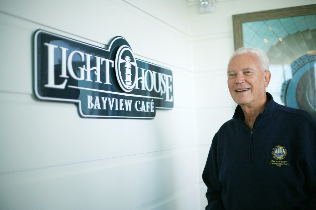 Former Mayor Rush Hill visits the Lighthouse Cafe during the Marina Park grand opening event. — Photo by Sara Hall ©