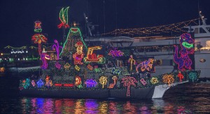 A boat floats by in the 107th annual Newport Beach Christmas Boat Parade. — All photos by Charles Weinberg ©