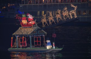 A boat floats by in the 107th annual Newport Beach Christmas Boat Parade. — All photos by Charles Weinberg ©