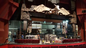 Loading the "Wicked" set into Segerstrom Center