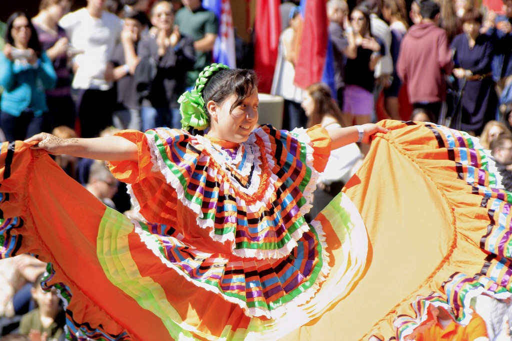 Sage sophomore Genesis Gonzalez does a twirl during the multicultural fashion show. — Photo by Sara Hall ©