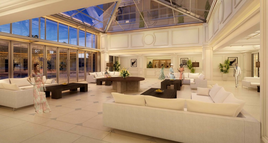 An artist’s rendering of the interior of 150 Newport Center. — Photo illustration courtesy MVE + Partners, Inc. ©