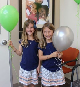First patients at the dental center were twins Finah and Rosemary, age 7. — Photo courtesy SOS Dental Center ©
