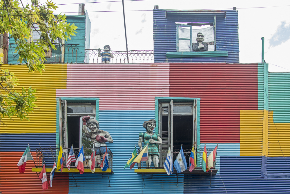 La Camanita in colorful La Boca has a cartoon like feel with mannequins and brightly painted corrugated metal buildings. — Photo by Lawrence Sherwin ©