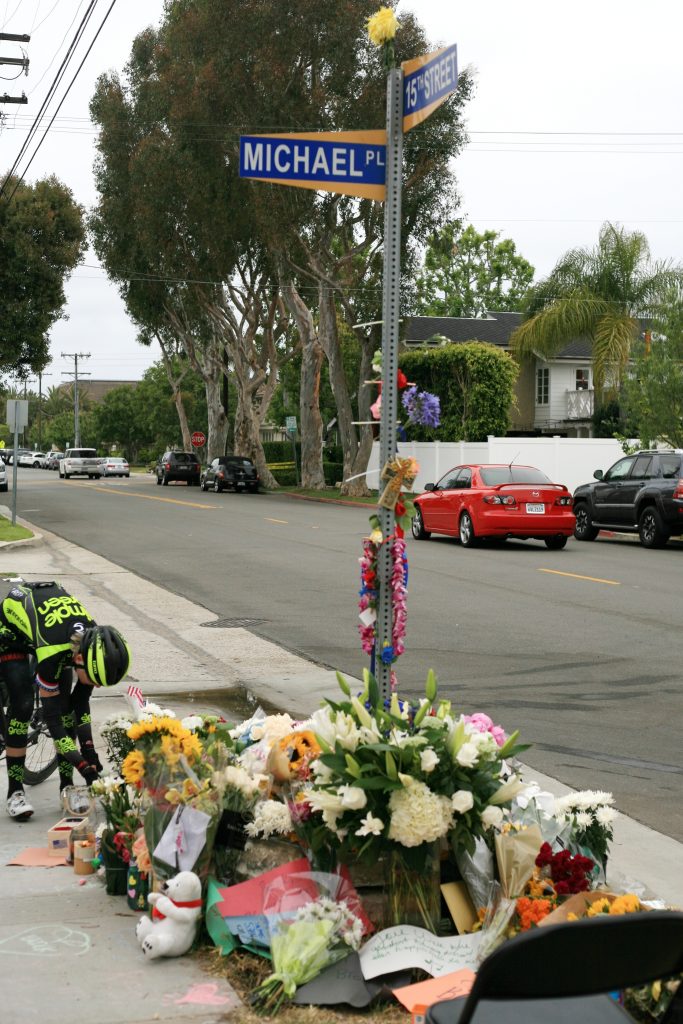 A makeshift memorial created near the site of the accident. — Photo by Sara Hall ©