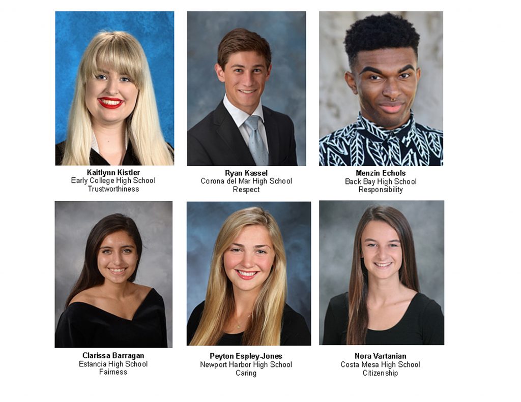 The six winning students in the Newport Mesa Unified School District’s Character Trait Awards Program. — Photo courtesy Newport Mesa Unified School District ©