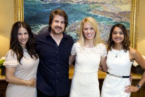 Event co‐chair Carey Clawson (of Newport Beach), event speaker Jimmy Wayne, Orangewood youth speaker Sascha, and event cochair Sona Shah