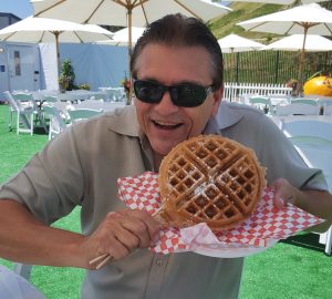 Chicken and waffles on a stick