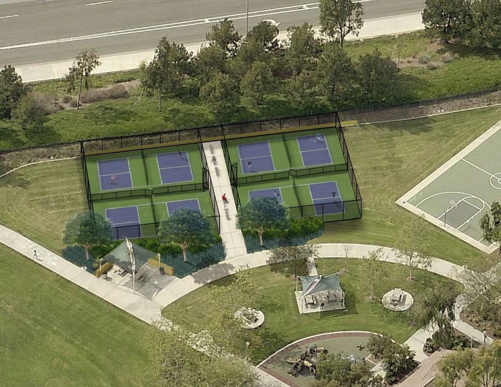 An artist’s rendering of the proposed pickleball courts at Bonita Canyon Sports Park that Parks, Beaches and Recreation Commission discussed Tuesday. — Photo courtesy the city of Newport Beach ©