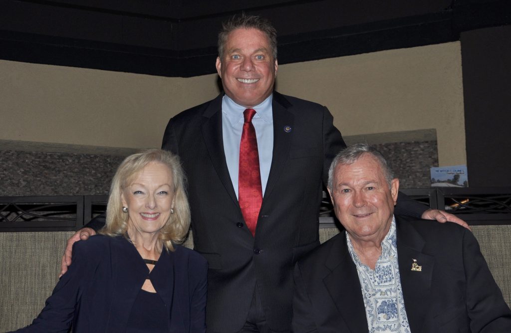 Dr. Sue Savory, Rotary President Steve Bender, Rep. Dana Rohrabacher — Photo by Caroline Leedom ©