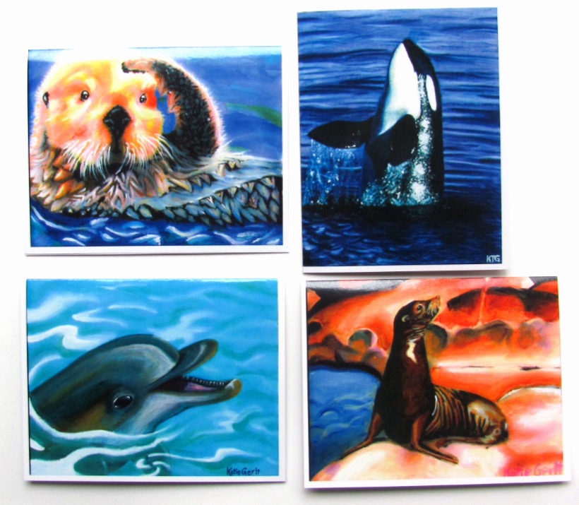 The Sea Life Collection of note cards designed by Katie Gerlt. A portion of sales will be donated to the Pacific Marine Mammal Center in Laguna Beach. — Photo courtesy Artistique Studios, LLC ©