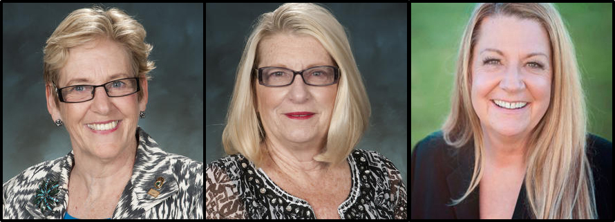 Newport-Mesa Unified School District Board of Education trustees elected on Tuesday are incumbents (left to right) Martha Fluor, Vicki Snell and Dana Black. — Photo courtesy NMUSD ©
