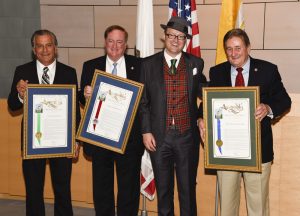 Outgoing council members Tony Petros, Keith Curry and Ed Selich with Assemblyman Matt Harper