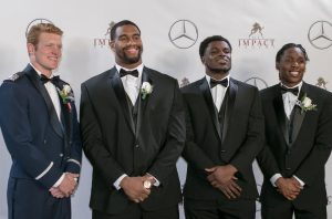 Lott Trophy finalists: Weston Steelhammer (Air Force), Jonathan Allen (Alabama), Jabrill Peppers (Michigan) and Adoree Jackson (USC). Photo by Jim Collins