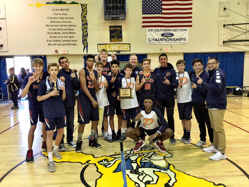 Pacifica Christian High School boys varsity basketball team wins the 2016 Catalina Classic, the first varsity tournament trophy in the Newport Beach school's history. — Photo courtesy Pacifica Christian High School ©