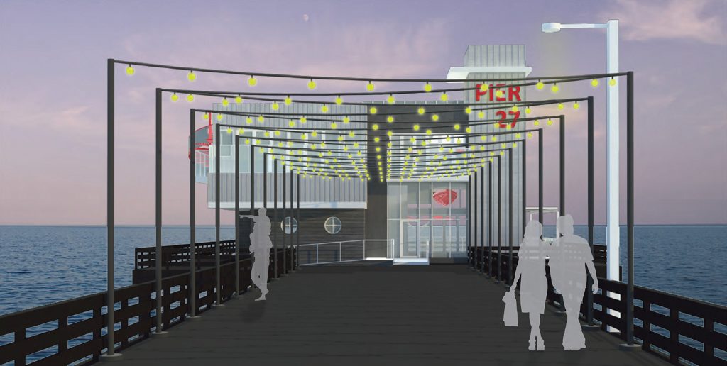 An artist rendering of the proposed Bluewater Grill restaurant at the end of the Newport Pier on the Balboa Peninsula.  — Photo courtesy Kelly Architects/Courtesy city of Newport Beach ©