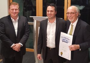 Gary Sherwin, president and CEO of Newport Beach & Co. ; Newport Beach Mayor Kevin Muldoon; Ron Schwartz, president of Newport Beach Restaurant Association.
