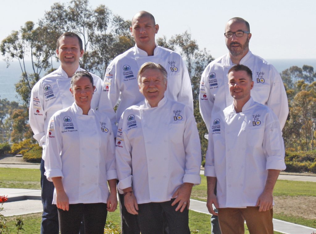 Newport Beach chefs participating in Table for Ten include: (Top row) Pascal Gimenez, Oscar Fonseca, Andy Arndt; (bottom row) Rachel Haggstrom, Pascal Olhats, Tony Trujillo.